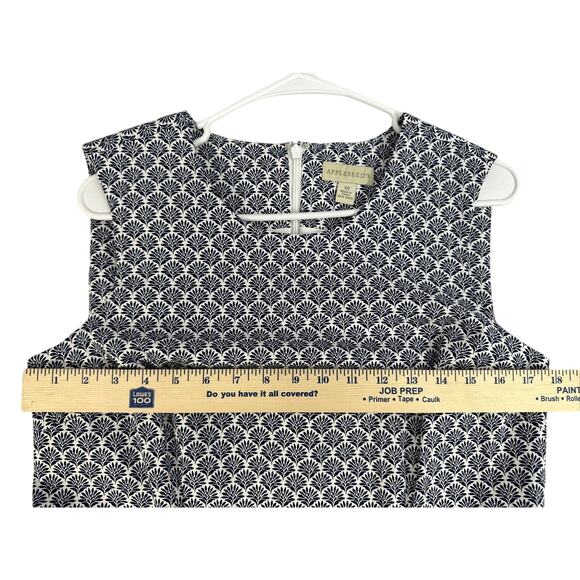 Appleseed’s Scallop Trim Sleeveless Dress White Navy Blue Floral size 10 - Picture 8 of 8